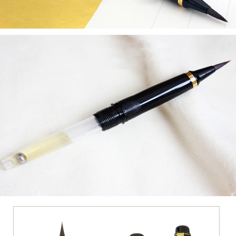 Kuretake Япония черный красный мрамор мягкая блестящая шерсть ласки перо ручка-кисть для каллиграфии DW-140