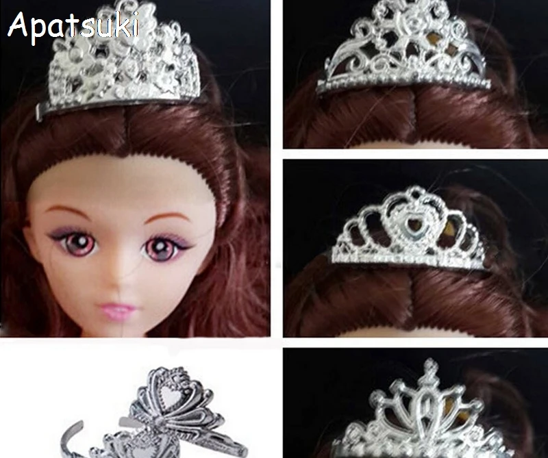 5 шт./лот пластмассовые аксессуары для кукол корона тиара головные уборы Hairwear