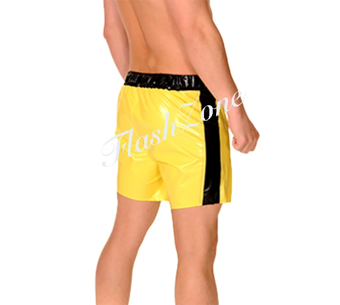 

Free Shipping!! Elastic waist latex short pants for men