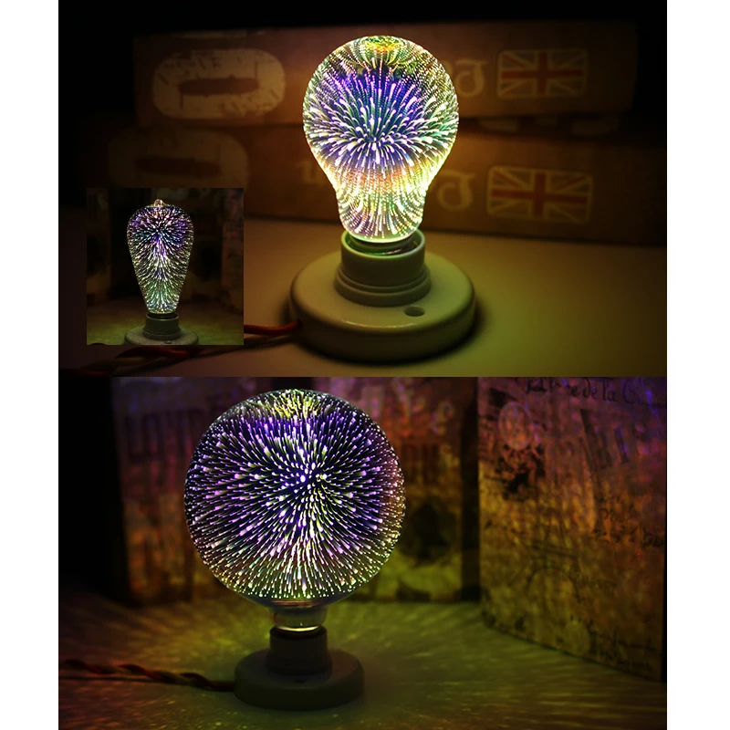 Silver Plated Glass 3D Star LED Edison Bulb 220v A60 ST64 G80 G95 Holiday Christmas Decoration Bar LED Lamp Lamparas Bombillas Silver Plated Glass 3D Star LED Edison Bulb 220v A60 ST64 G80 G95 Holiday Christmas Decoration Bar LED Lamp Lamparas Bombillas