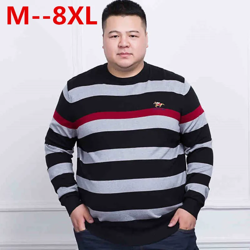 Большие размеры 10XL 9XL 8XL 6XL 5XL 4XL мужские пуловеры, свитера, осенняя одежда, Базовый стиль, Молодежные консервативные рубашки в полоску, обычный большой размер