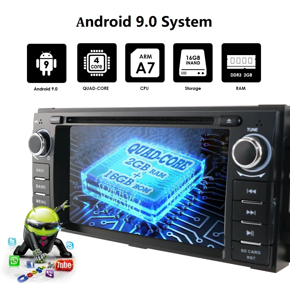 Top 1 din Android 9.0 Car Radio Car DVD automotivo head unit For Chevrolet Epica jeep Grand Cherokee Chrysler 300 Compass 2006 -2011 6