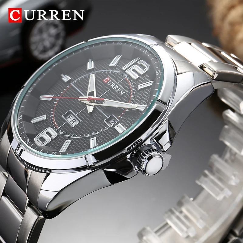  Top Brand CURREN Quartz Mens Watches Luxury Business Watch Men Full Steel Waterproof Male Clock Ana