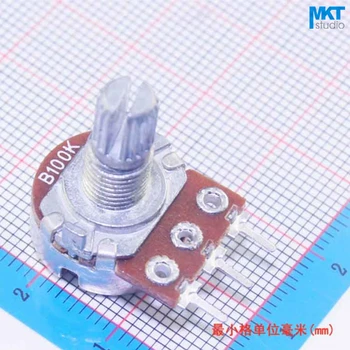 

100Pcs 16mm Type 10K/100K/1M/50K/500K Ohm B-Type Linear 15mm Slot Shaft Rotary Potentiometer Trimmer,Variable Resistor