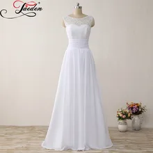 JAEDEN Cheap White font b Bridal b font font b Gowns b font Simple Chiffon Lace