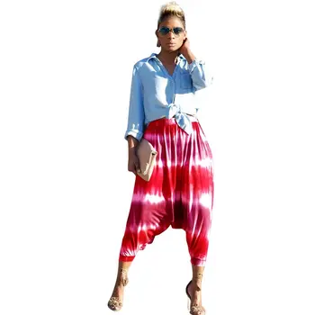 

Women Casual Bohemia Harem Pants Printed Pockets Wide Leg Loose Trousers 4 Color Baggy Joggers Summer Style