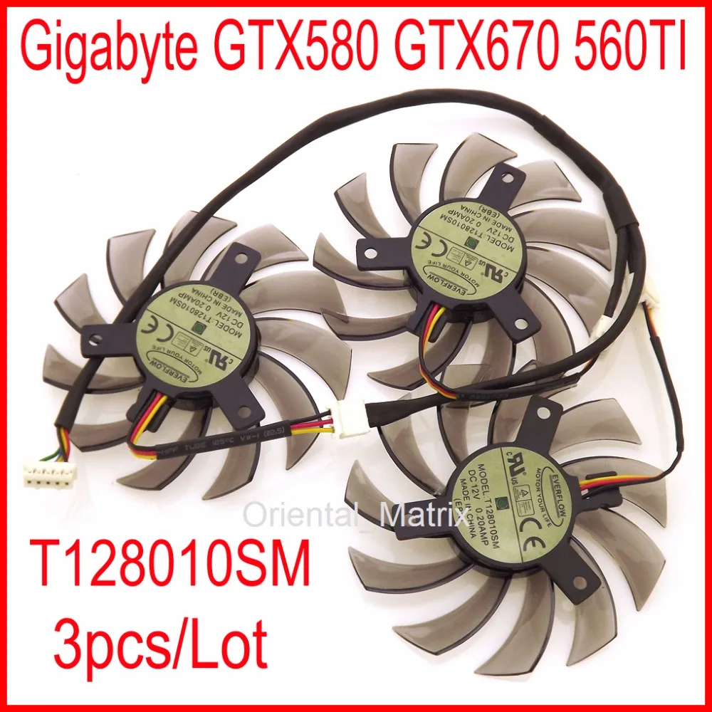 Вентилятор видеокарты VGA 3 шт./лот T128010SM 75 мм 40x40x40 для Gigabyte GTX460 470 570 580 670 HD5870 5