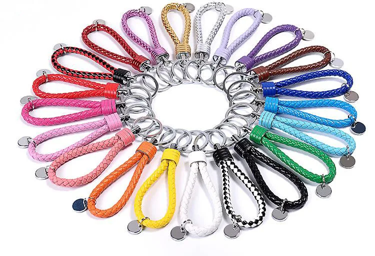 lovers keychain hand woven leather key chain creative gift accessories