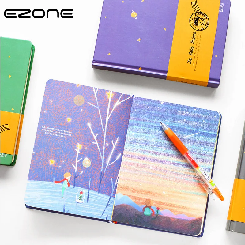 

EZONE Cute Cartoon Notebook Printed Kawaii Little Prince With Colorful Paper Pages Note Book Traveler Diary School Office Supply