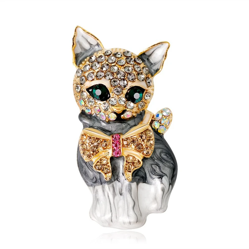 

OneckOha Rhinestone Cat Brooches Zinc Alloy Pet Dog Chihuahua Pin Jewelry Animal Brooch