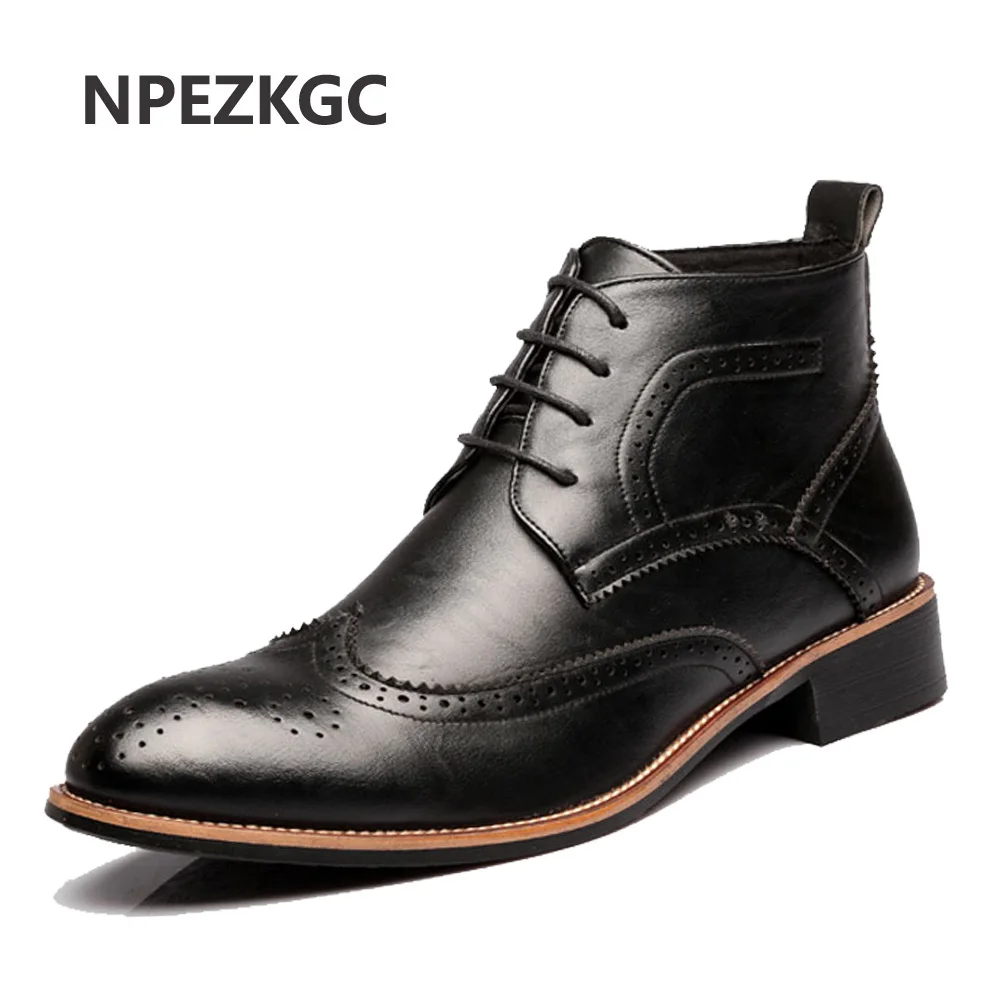 NPZEKGC/сезон осень-зима; ботильоны челси из натуральной кожи; Мужская обувь с мехом; теплые винтажные классические мужские повседневные ботинки в байкерском стиле
