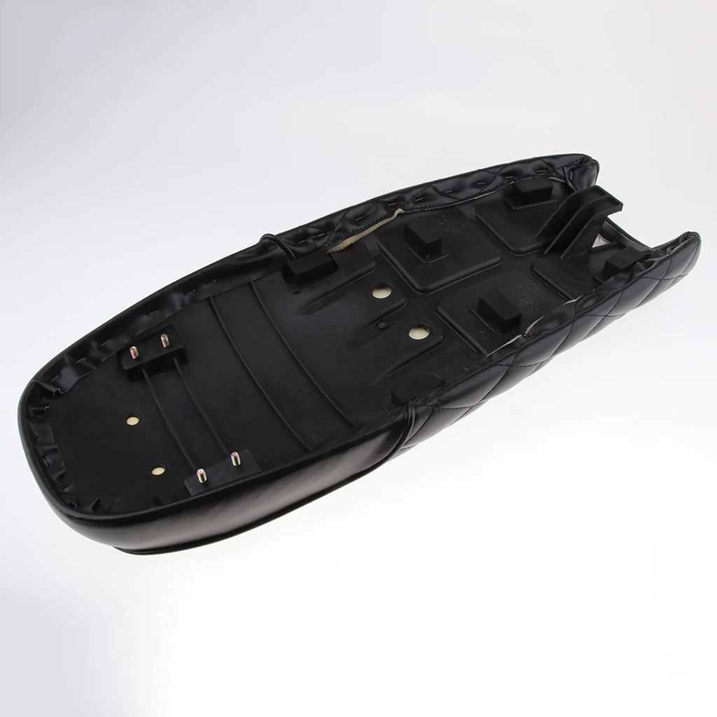 Black Motorcycle Cafe Racer Seat Flat Saddle for Vintage Street Bike Durable Waterproof High Quality