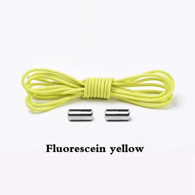 1Pair Elastic Shoelaces Round No Tie Shoe laces Sneakers Shoelace Kids Adult Rubber elastic Laces Lock One Size Fits All Shoes Fluorescent yellow