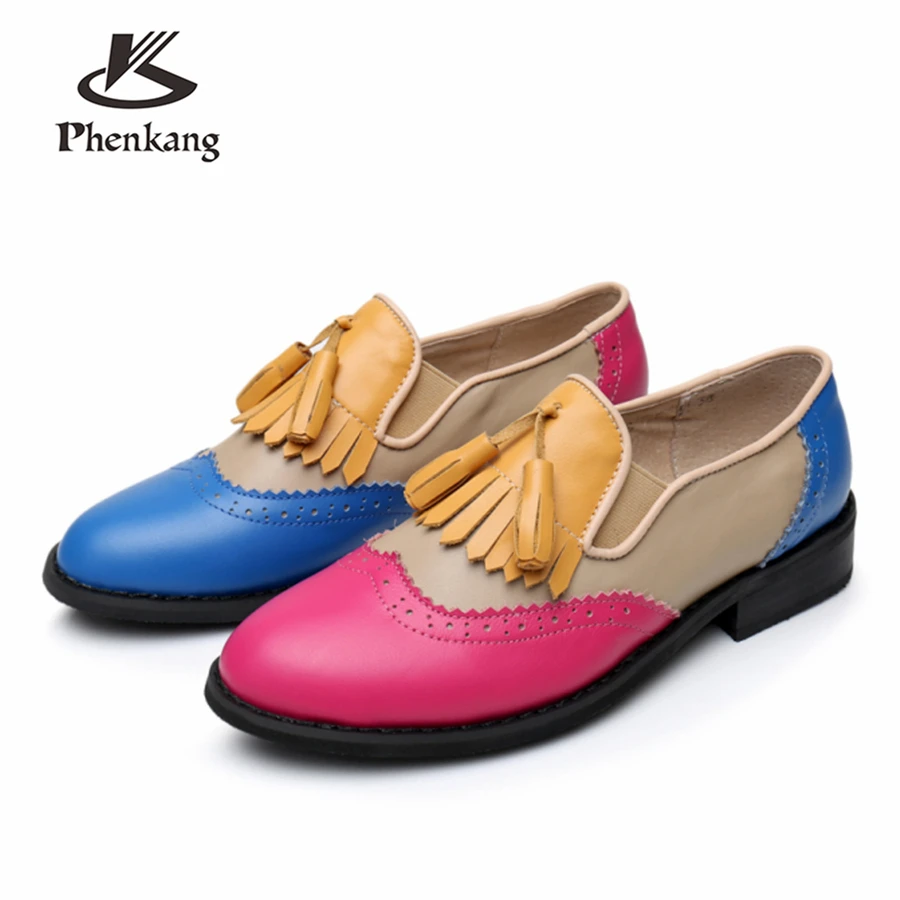 

Genuine cow leather brogue men casual flats shoes handmade vintage casual sneakers shoes oxford shoes for men red blue yellow