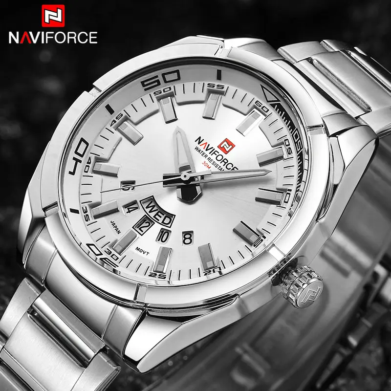 Часы наручные NAVIFORCE Мужские кварцевые Брендовые спортивные с датой вареньем tangan