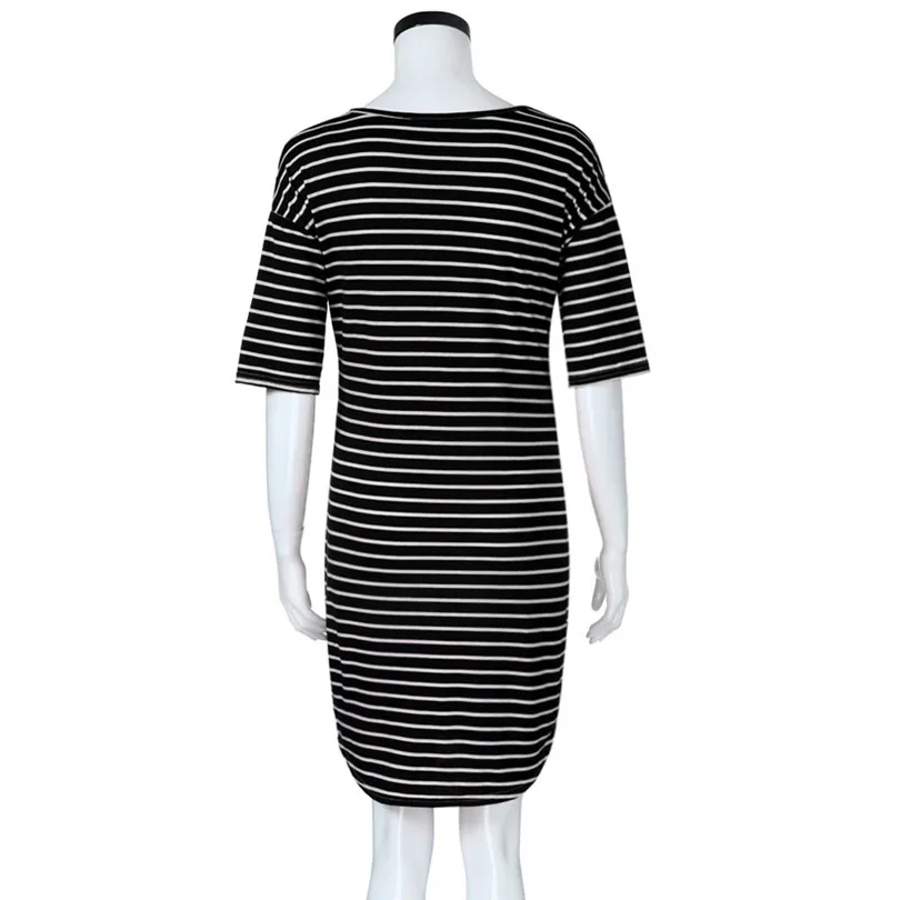 2019 new Fashion Womens Pregnants O-Neck Stripe Short Sleeve Nursing Maternity Dress brief design #4m29 (18)