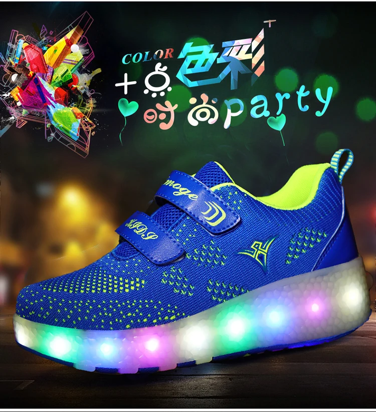 Sapatos para Crianças Tênis com Rodas Usb de Carregamento Preto Rosa Cinza Moda Meninas Meninos Led Luz Rolo Skate Crianças Duas Rodas 5 Mamãe e Bebê
