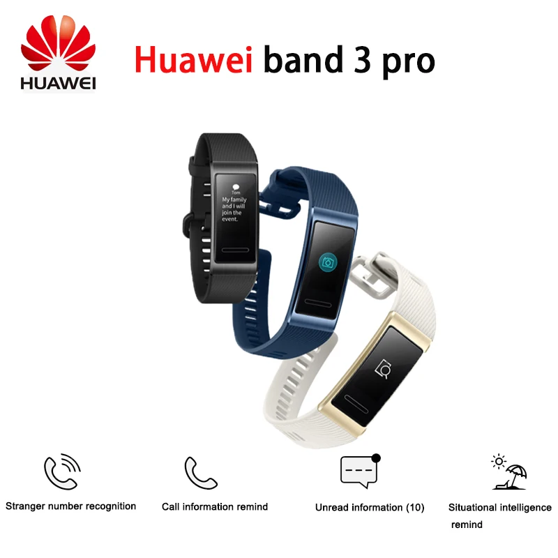 Оригинальный huawei Band 3 Pro gps смарт-браслет металлический Amoled 0 95 'Полноцветный