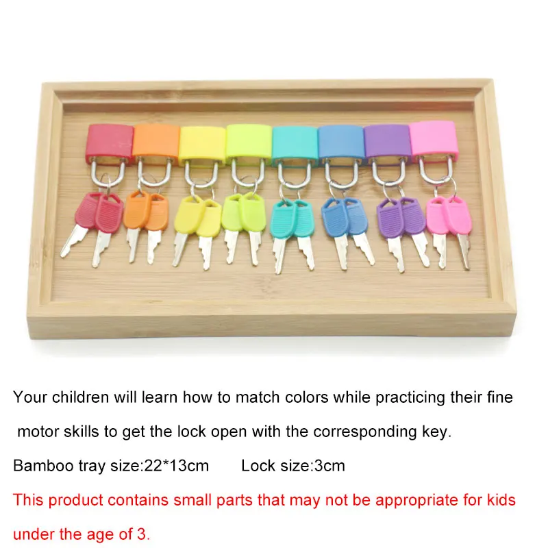 Montessori Locks and Keys with Tray Practical Life Material Educational Wooden Toys For Children Learning Toys MD1244H