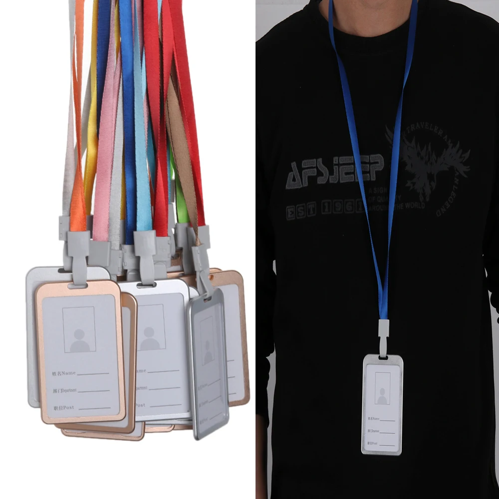 

Hot Sale Metal Vertical ID Badge Holder Bank Credit Card Aluminum Alloy Bus Card Case Holders Office School Stationery