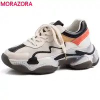MORAZORA サイズ 35-41 ブランド革の靴女性スニーカーレースアップ春夏のプラットフォームシューズレディースカジュアルシューズ女性