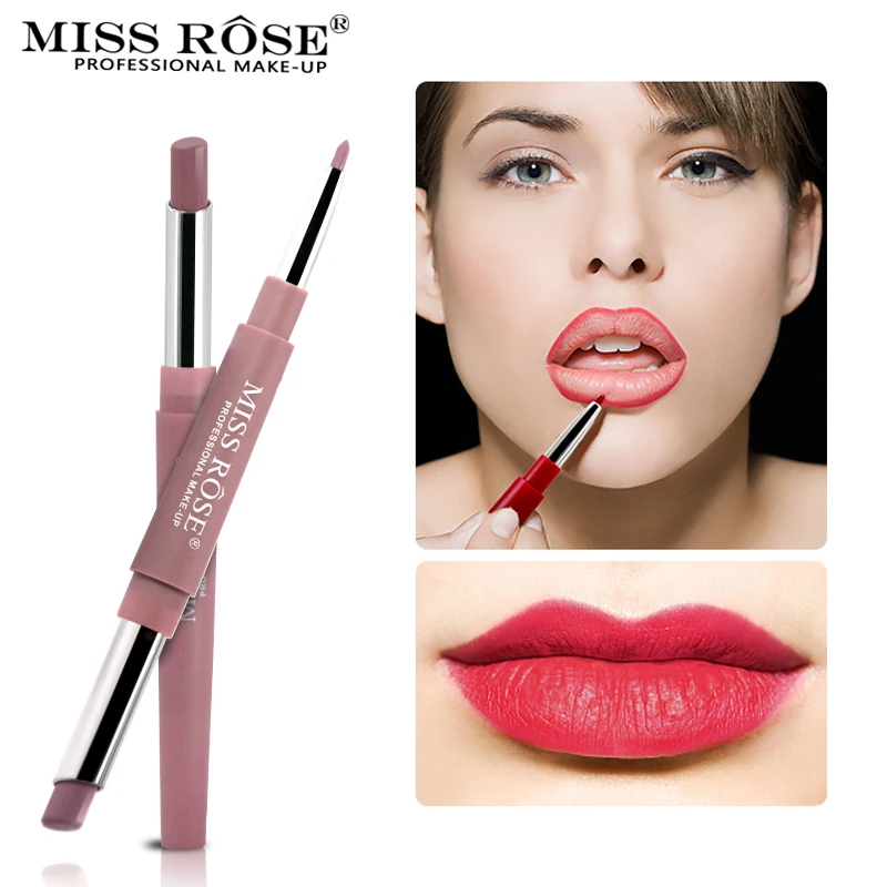 

Miss Rose 2 In 1Lipstick Lip Liner Together Pencil for Lips Waterproof Lipsticks Lipliner Matte lips Makeup Lip Stick Cosmetics