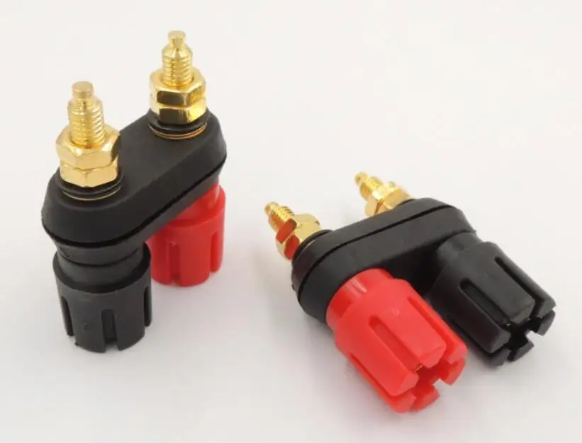 

2pcs/lot Gold plate audio speaker terminal Amplifier Terminal Dual 4mm Binding Post Banana Plug Jack connector Black Red