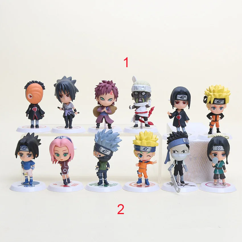 

12pcs/set Approx 2.8''Japan Anime Naruto Figure Q version Sakura kakashi sasuke haku Zabuza Naruto PVC Figure Toy Doll