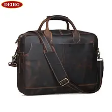 Men Leather Briefcase Retro Cowhide Business Handbag Fit For 15 Inch Laptop Bag Brown PR561019