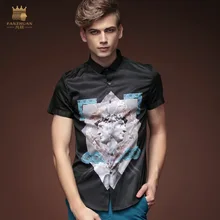 Новая модная повседневная мужская летняя рубашка с короткими рукавами, белая, с цветочным принтом, тонкая, свободная, 15320, с рисунком, индивидуальная распродажа