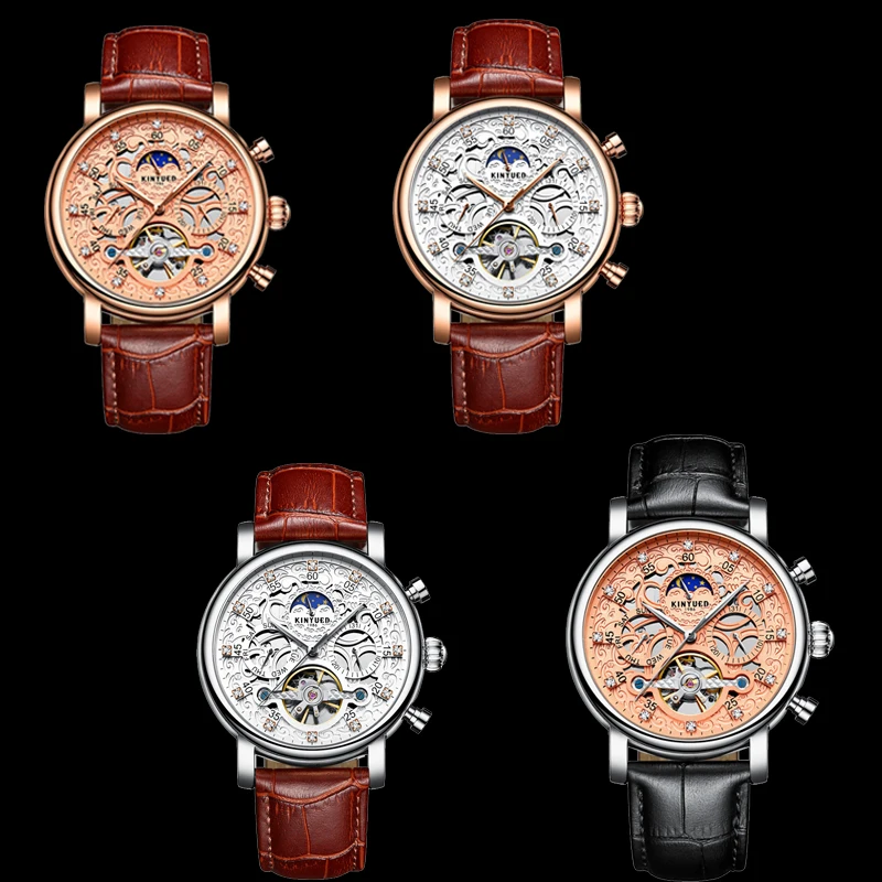 Kinyued 2018 الرجال التلقائي الميكانيكية ووتش القمر المرحلة توربيون أعلى ماركة جلد طبيعي رجالي الساعات متعددة الوظائف ساعة Kinyued 2018 الرجال التلقائي الميكانيكية ووتش القمر المرحلة توربيون أعلى ماركة جلد طبيعي رجالي الساعات متعددة الوظائف ساعة