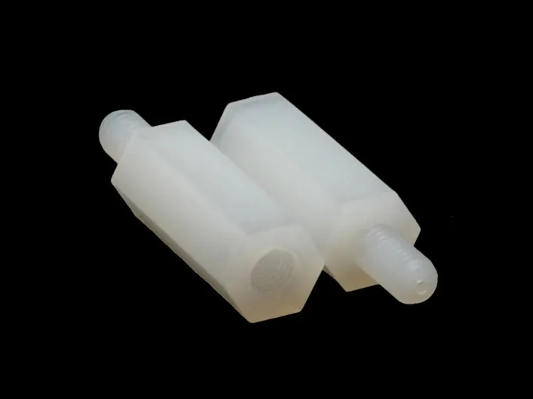 M3 Nylon Hex Threaded Male Female Standoffs Male Thread 6mm White Nylon