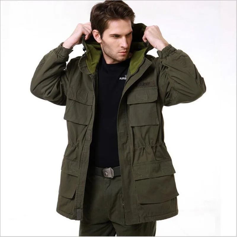 Военная тактическая куртка мужская флисовая ветровка теплое хлопковое пальто камуфляжная с капюшоном камуфляжная верхняя одежда армейский Стиль мужское пальто одежда - Цвет: army green