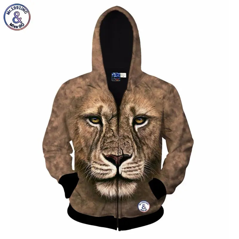 2017 Mr 1991INC Lion print 3d sweatshirt for men font b women b font fashion autumn