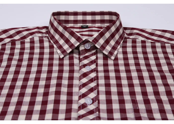 Для мужчин Мини клетчатый узор рубашки для мальчиков патч нагрудный карман Smart повседневное Regular Fit с длинным рукавом офис формальные рубашк