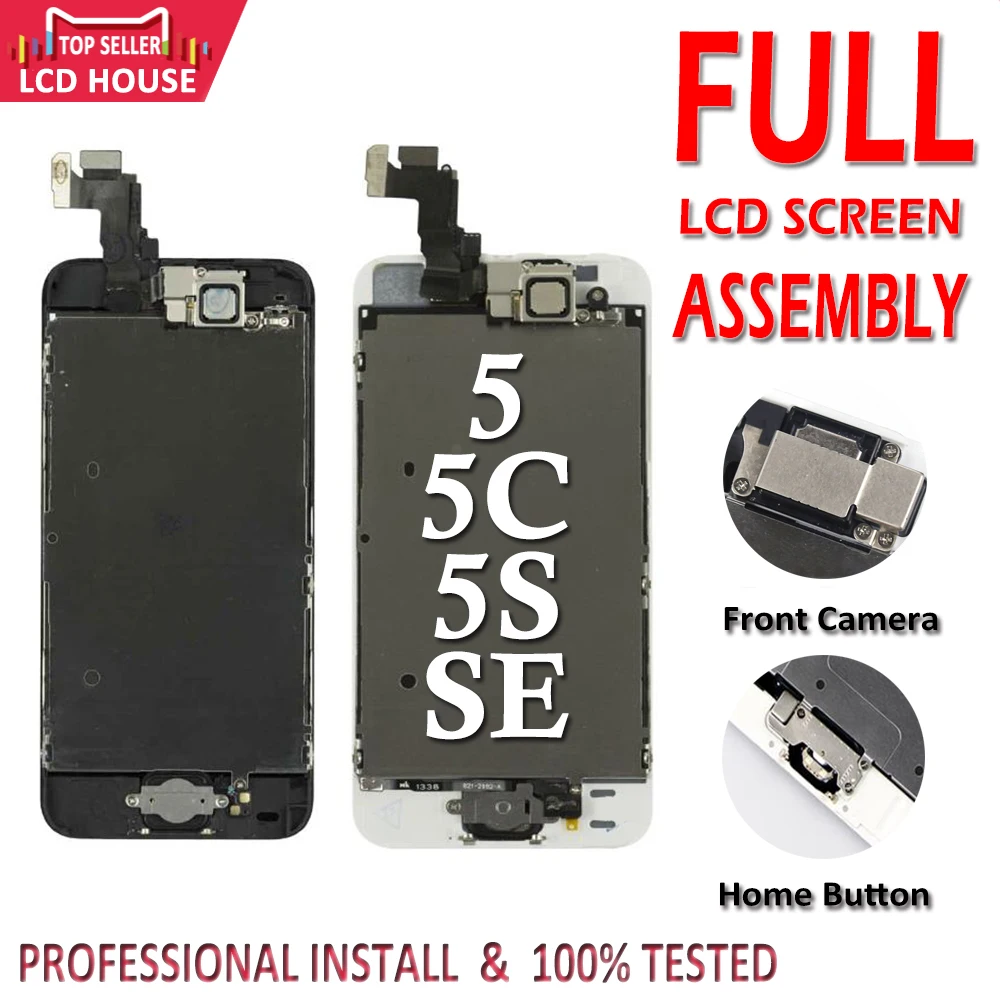 Скидка Полный набор font b lcd b font для iPhone 5 5S 5C SE font b lcd b font с кнопкой Home фронтальная камера полная сборка Дисплей сенсорный экран дигитайзер Замена