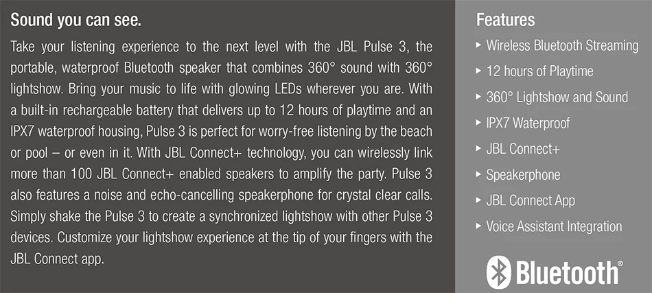 JBL Pulse 3 Spec Sheet English-1