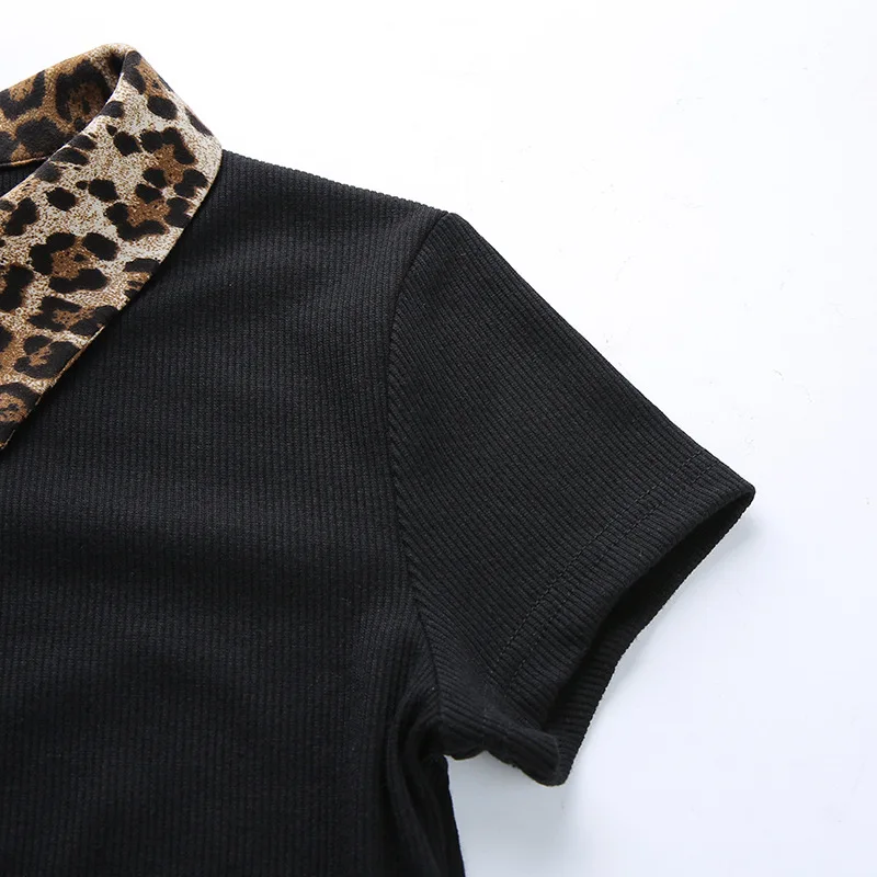 Арцу леопардовая рубашка Vogue футболка укороченный Топ для женщин отложной воротник однобортные женские рубашки Повседневная Уличная одежда ASTS20749