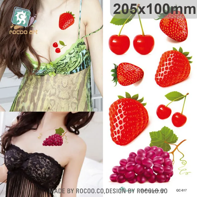 Body Art Waterproof Temporary Tattoo Sticker For Women Lady Sexy 3d Colours Strawberry Large Arm Tatoo QC2617 Body Art Waterproof Temporary Tattoo Sticker For Women Lady Sexy 3d Colours Strawberry Large Arm Tatoo QC2617