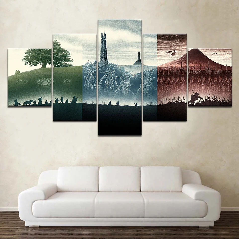 2019 Hot Lord Of The Rings Movies 5 Pieces Canvas Wallpapers Modern Modular Poster Art Paintings For Living Room Home Decor TYG | Дом и сад