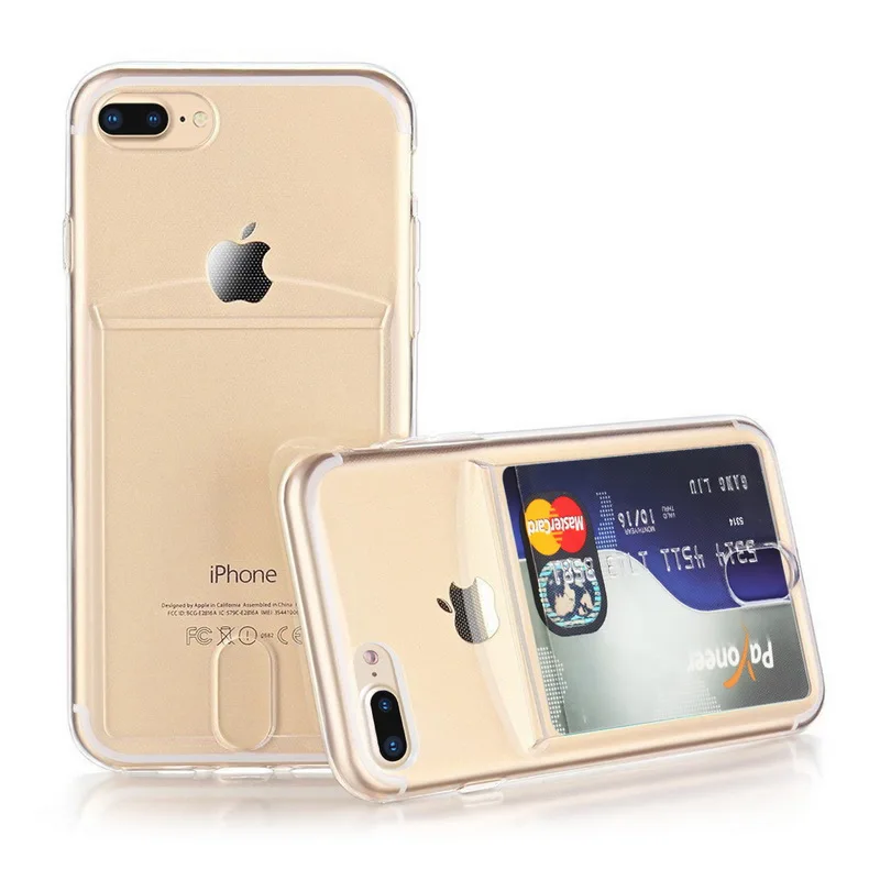 YISHANGOU Credit Card Holder Transparent Phone Case For iPhone 7 8 Plus 10 Soft TPU Back Cover For iPhone 6 6S Plus X XR XS Max YISHANGOU Credit Card Holder Transparent Phone Case For iPhone 7 8 Plus 10 Soft TPU Back Cover For iPhone 6 6S Plus X XR XS Max
