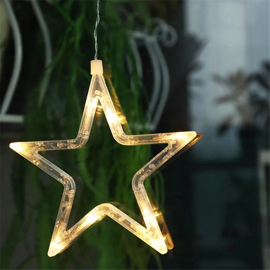 Светодиодный светильник на Рождество, украшение из стекла, лунная звезда, оконный декоративный светильник ing, детский Ночной светильник, AAA, на батарейках, рождественский подарок - Испускаемый цвет: Star