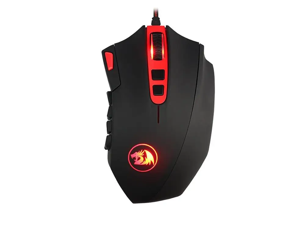 Игровая мышь M901 Redragon MMO, светодиодный RGB 24000 dpi, высокоточная лазерная компьютерная игровая мышь, 18 программируемых кнопок мыши - Цвет: Черный