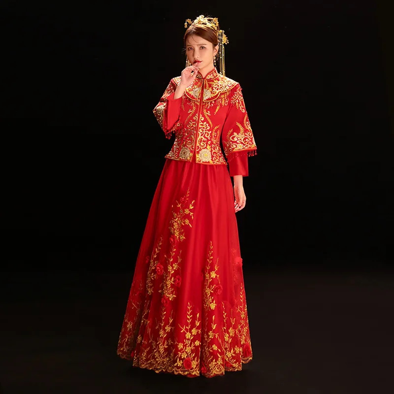 2019 г.; модные красные Чонсам Ципао китайский женский халат свадебное платье китайские традиционные платья Китай Костюмы магазине летние