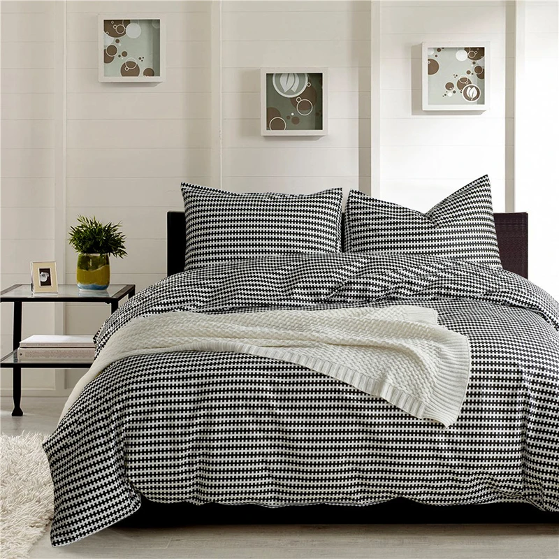 EHOMEBUY الحديثة الفراش مجموعات أسود أبيض غطاء لحاف سادات هندسية مخطط المنزل فندق غرفة نوم الفراش مجموعات جديد وصول