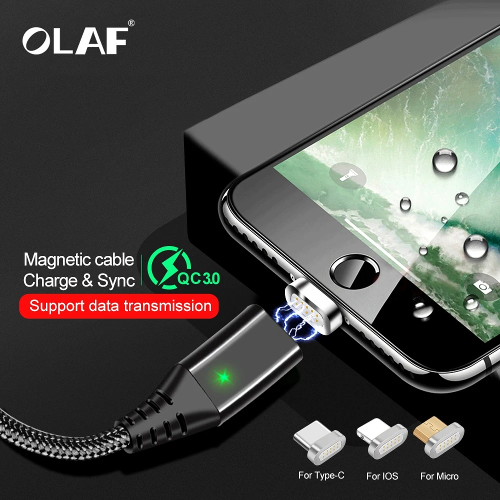 

OLAF Magnetic Cable Micro usb Type C Fast Charger Adapter Phone Microusb Type-C Magnet Charging usb c For iphone Samsung xiaomi
