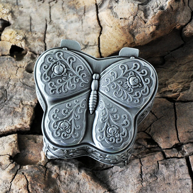 Butterfly Retro Jewelry Box European Ring Boxes Princess Earrings Bracelets Necklaces Gift Organizer Zinc Alloy Storage Box