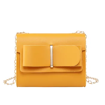 

2019 new women's shoulder bag PU leather mini square bag fashion chain Messenger bag simple solid handbag