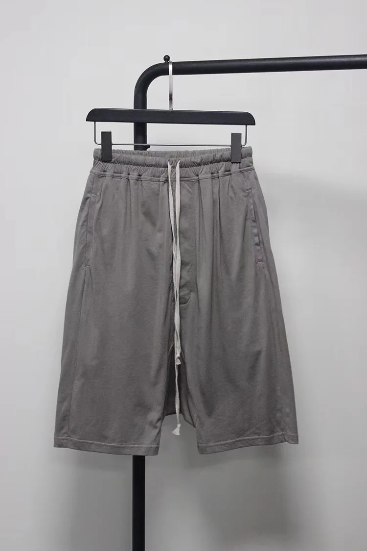 

2018ss Owen Seak Men Shorts Gothic Summer 100% Cotton Gray Casual Fashion Women Cross- Shorts