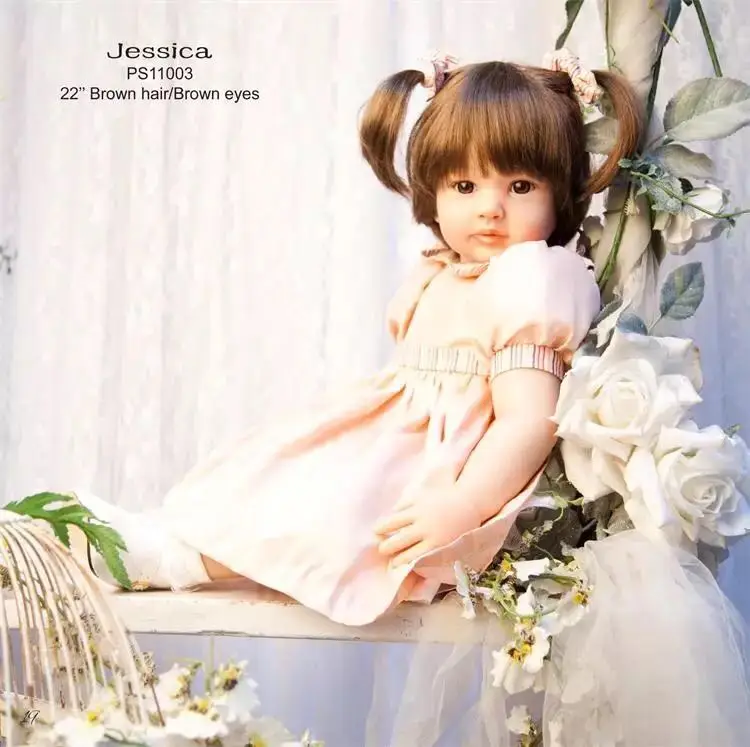 

22" Handmade Lifelike Toddler Arianna Tatiana Silicone Vinyl Adora Princess Doll Girl Gift menina de silicone